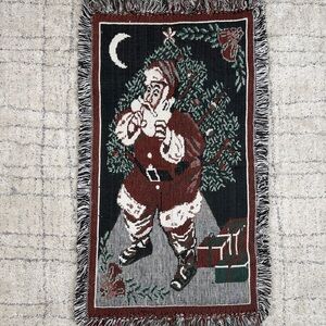 Vintage Santa Christmas Handwoven Tapestry Rug by Homemaker